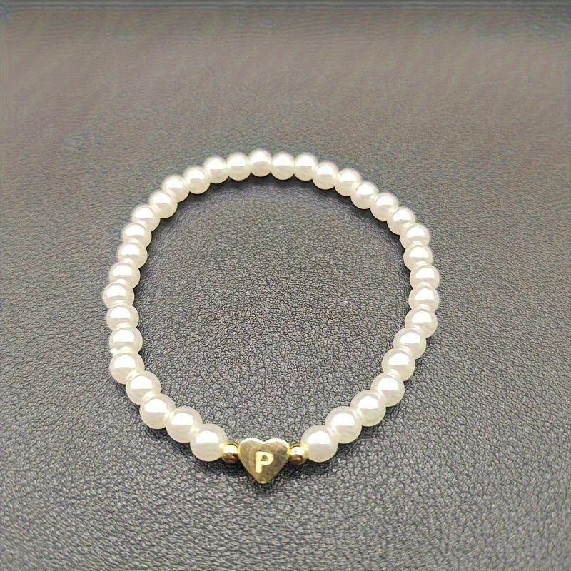 Chic bracelet with A-Z initial and heart