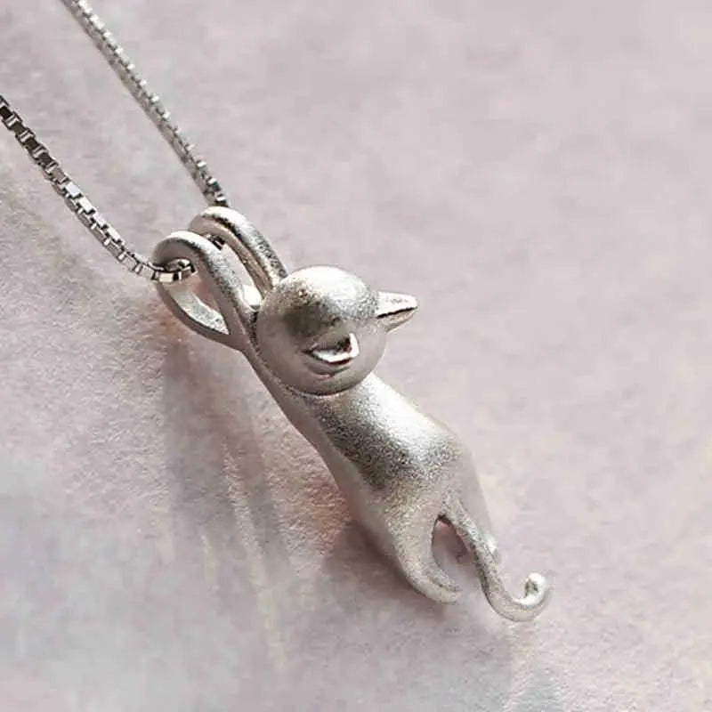Speelse Katje Ketting In Sterling Zilver 925