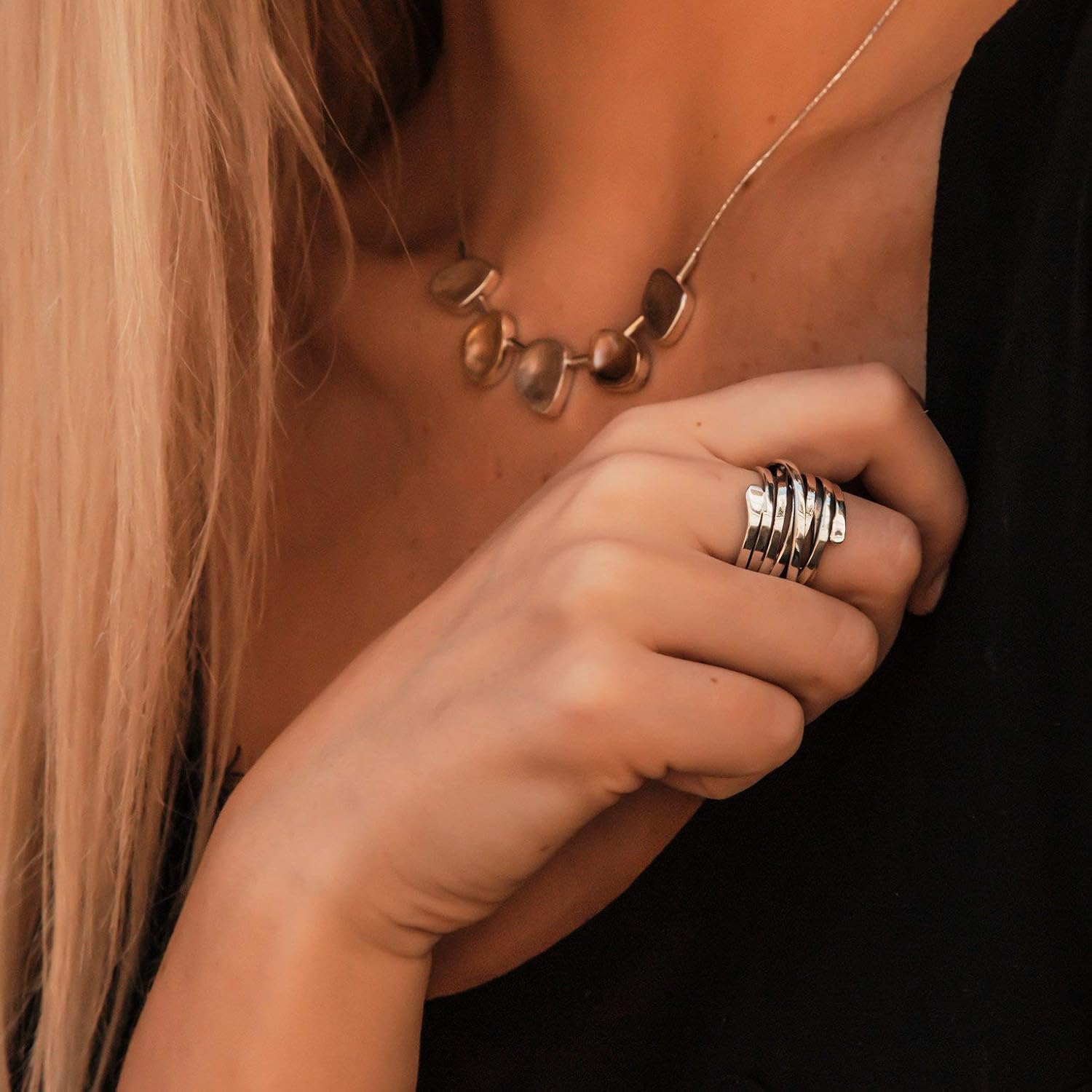 Bliss - Vintage Thick Layered Silver Ring