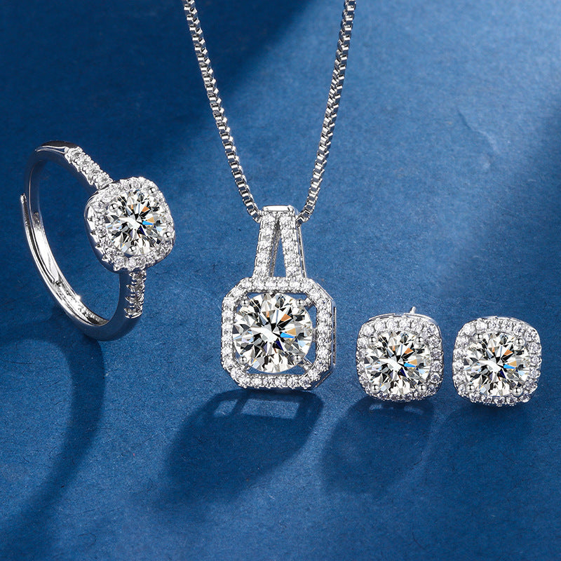 Aria Square Radiant Exclusive White Gold Jewelry Set
