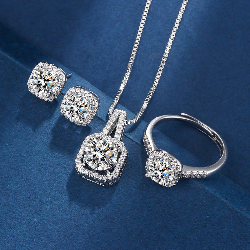 Aria Square Radiant Exclusive White Gold Jewelry Set