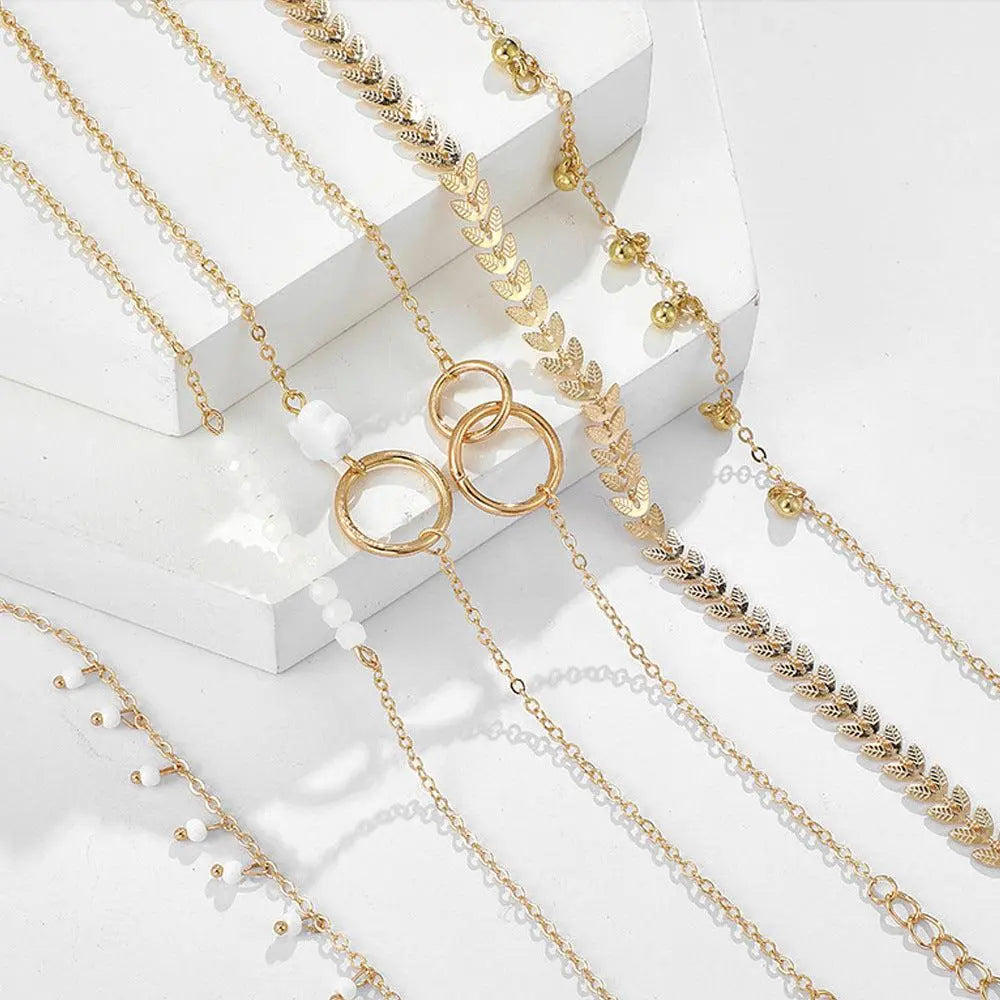 Charming golden bohemian bracelet set