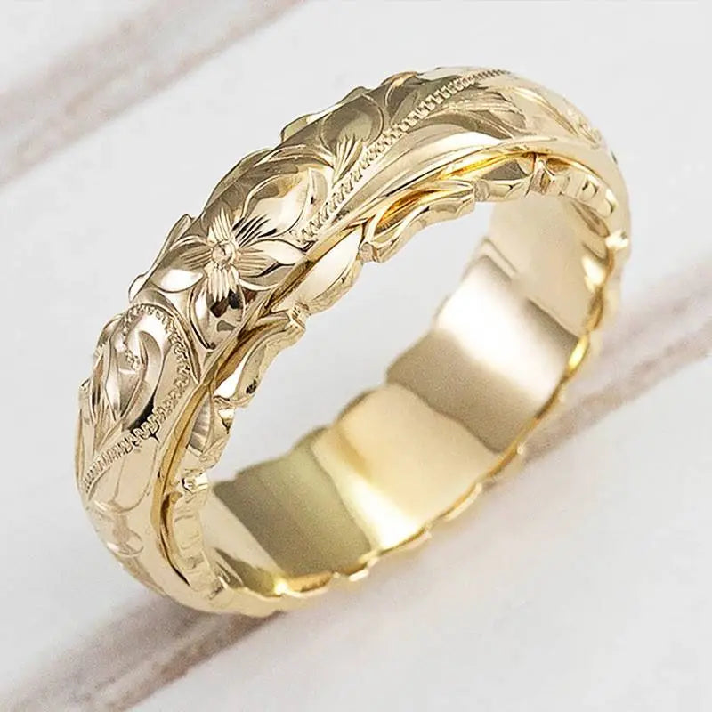 Antique-inspired gold flower ring