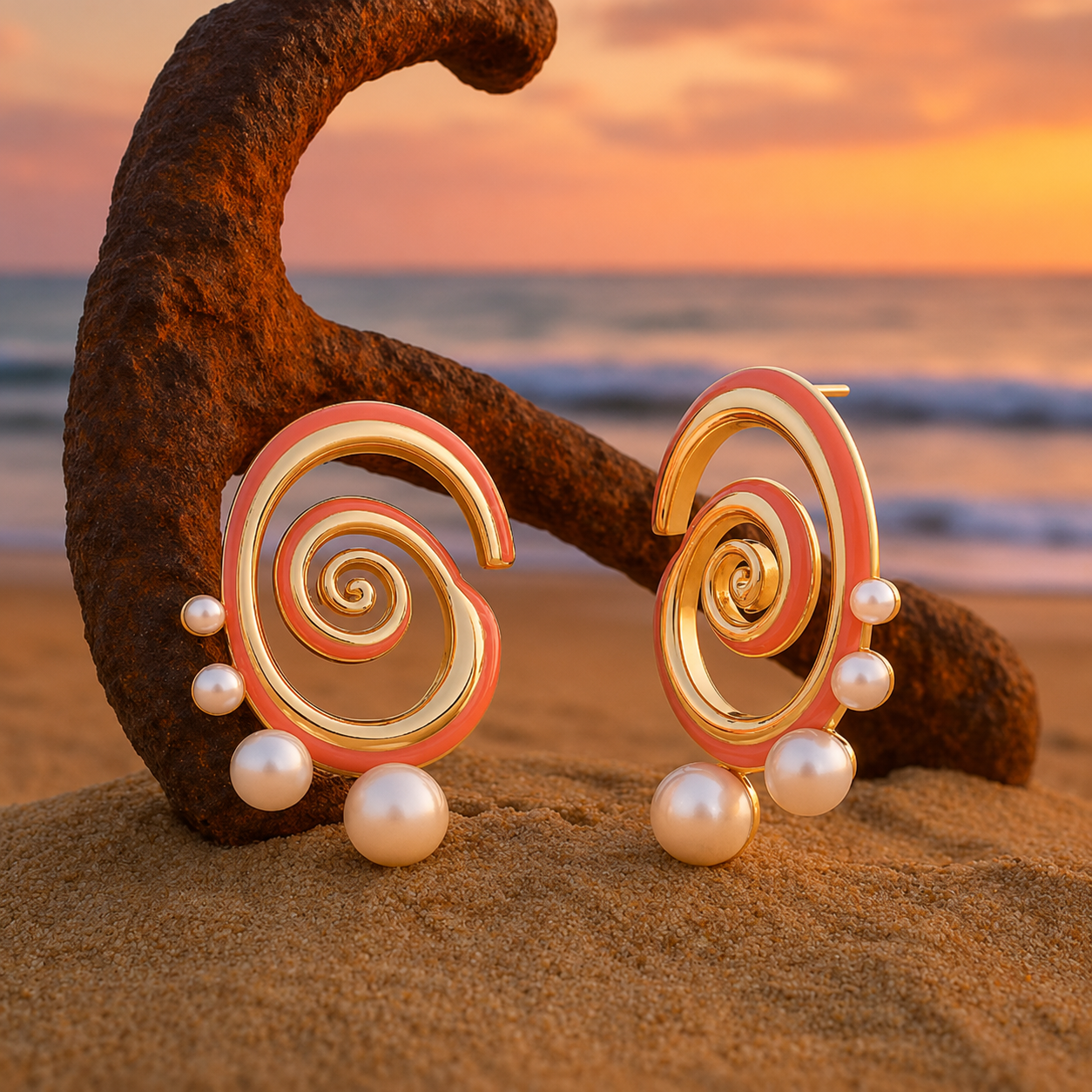 Earrings with blue beads