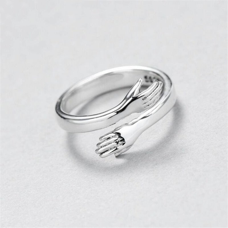Sterling Silver 925 Hug Ring with Adjustable Size