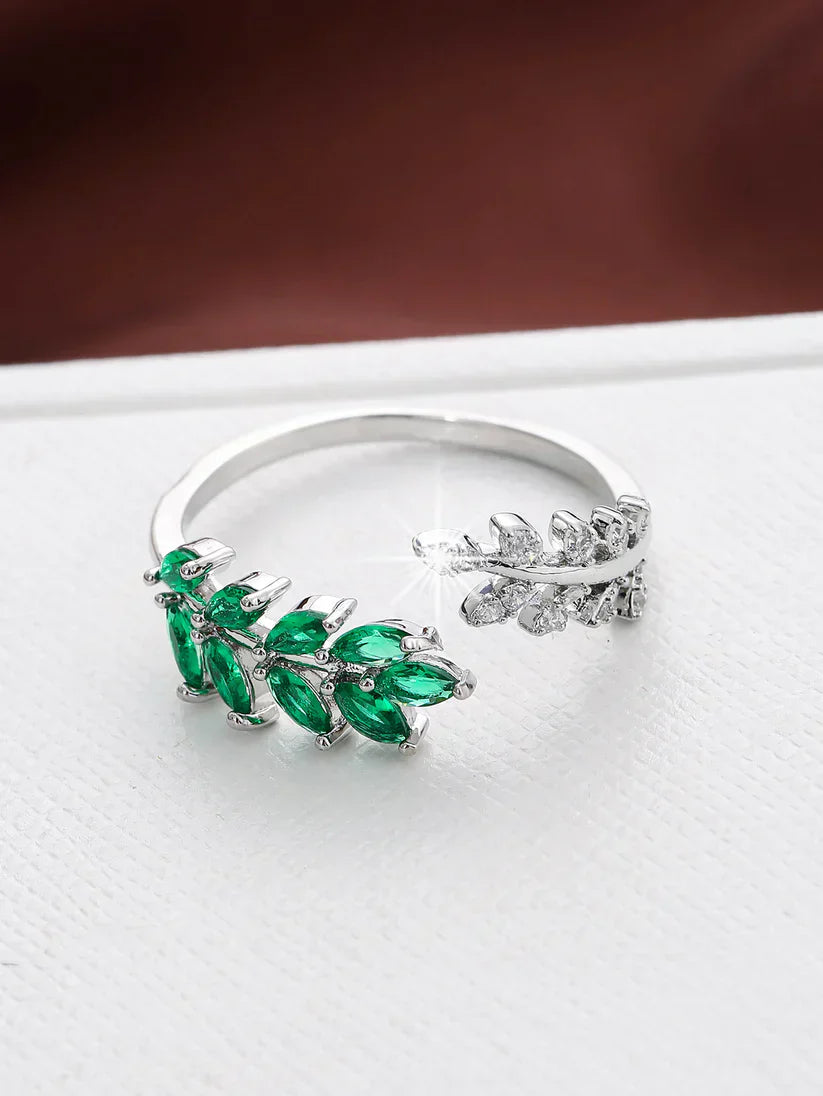 Antiek-Geïnspireerde Groene Blad Ring