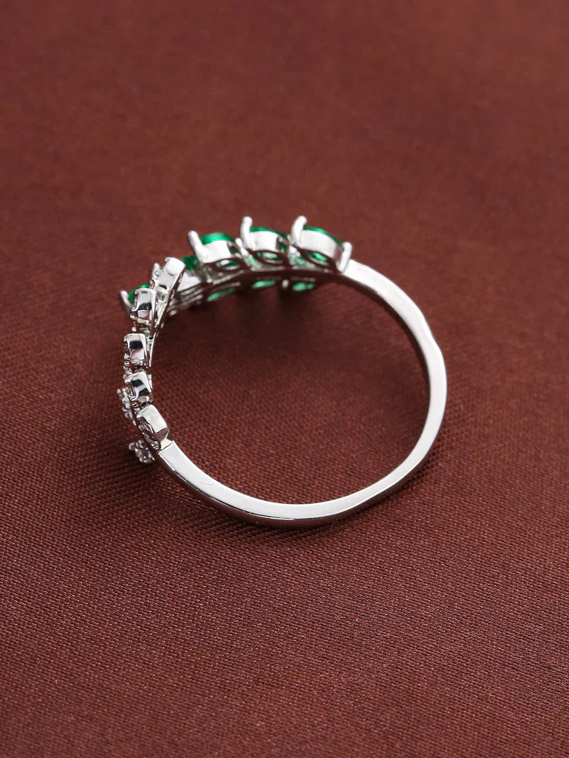 Antiek-Geïnspireerde Groene Blad Ring