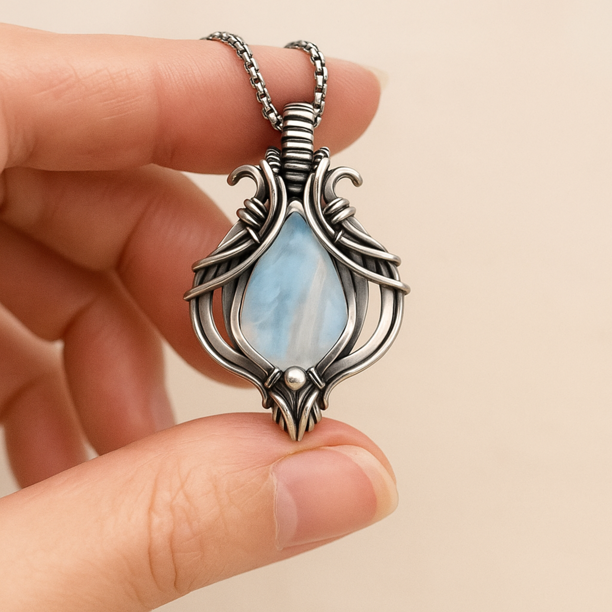 Vintage silver blue necklace