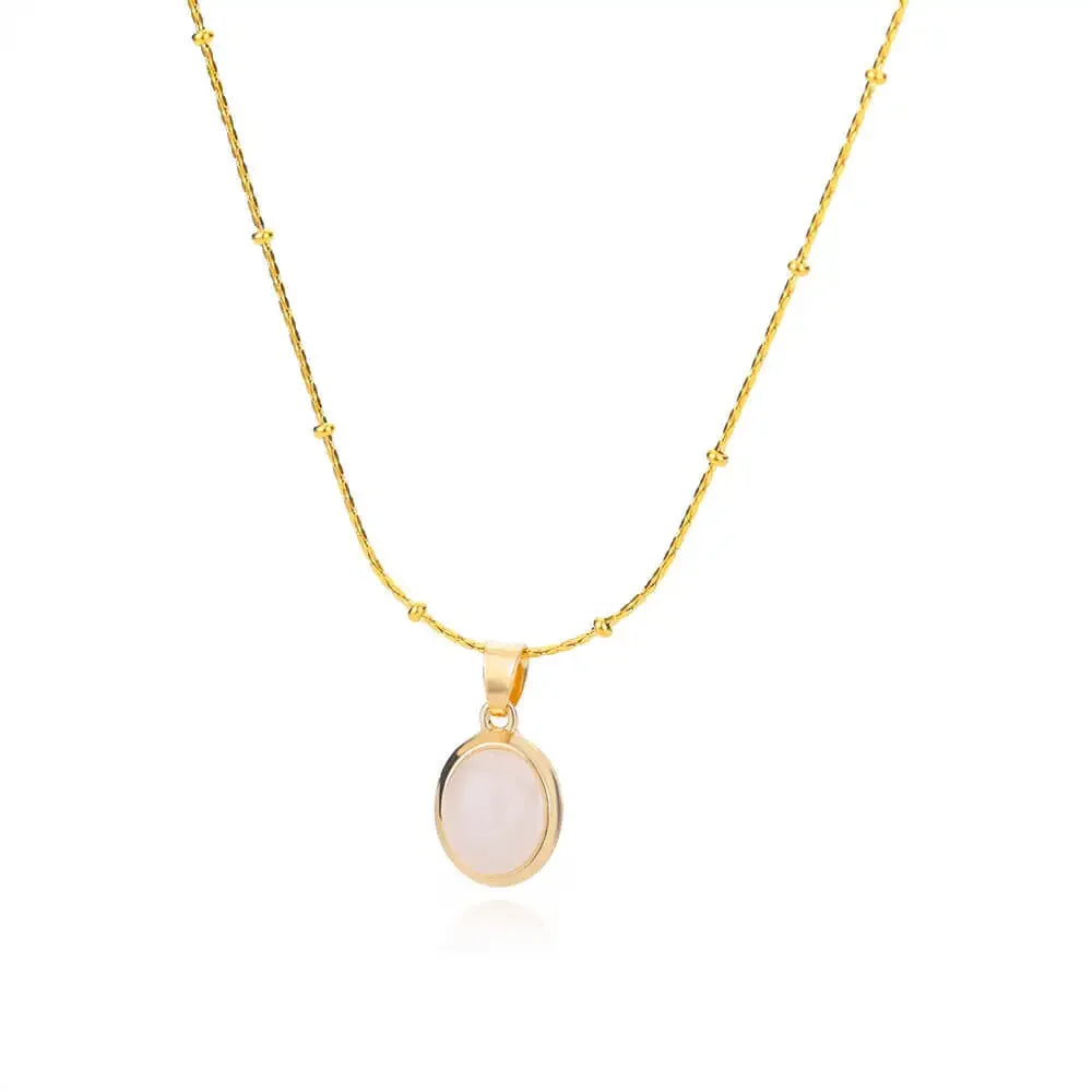 Chic gold-plated stainless steel necklace with a teardrop opal pendant