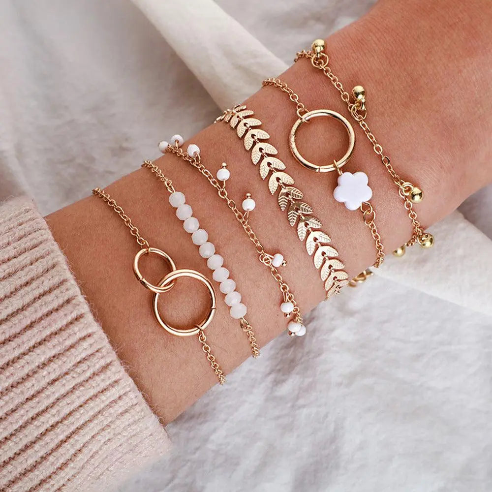 Charming golden bohemian bracelet set