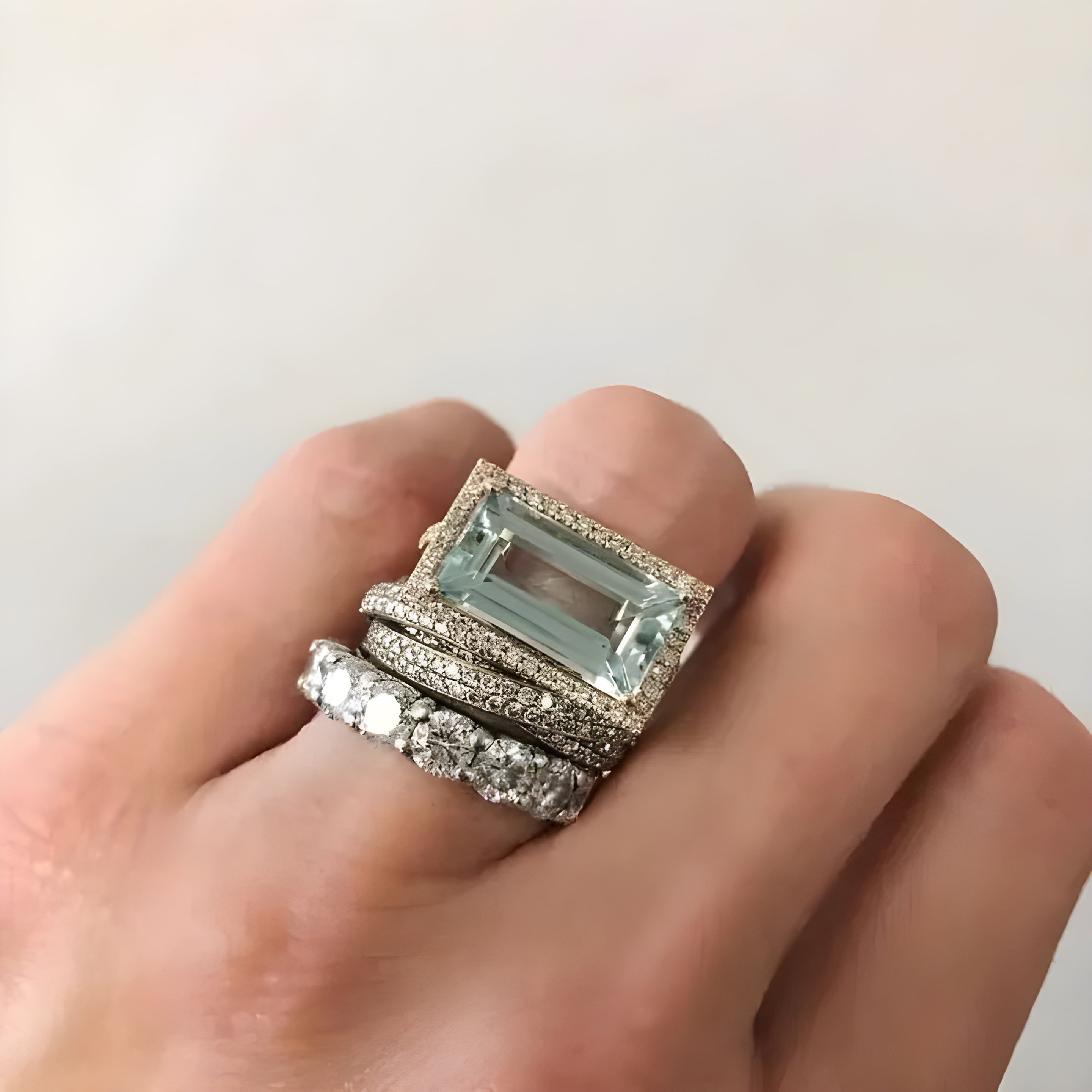 Vintage Zilveren Ring Bezet Met Turkoois Glas