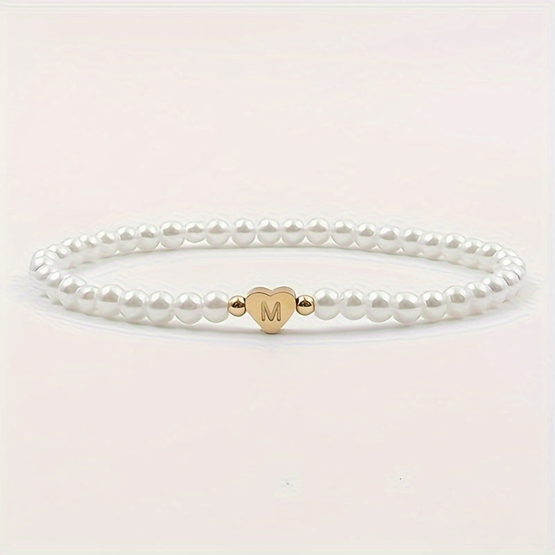 Chic bracelet with A-Z initial and heart
