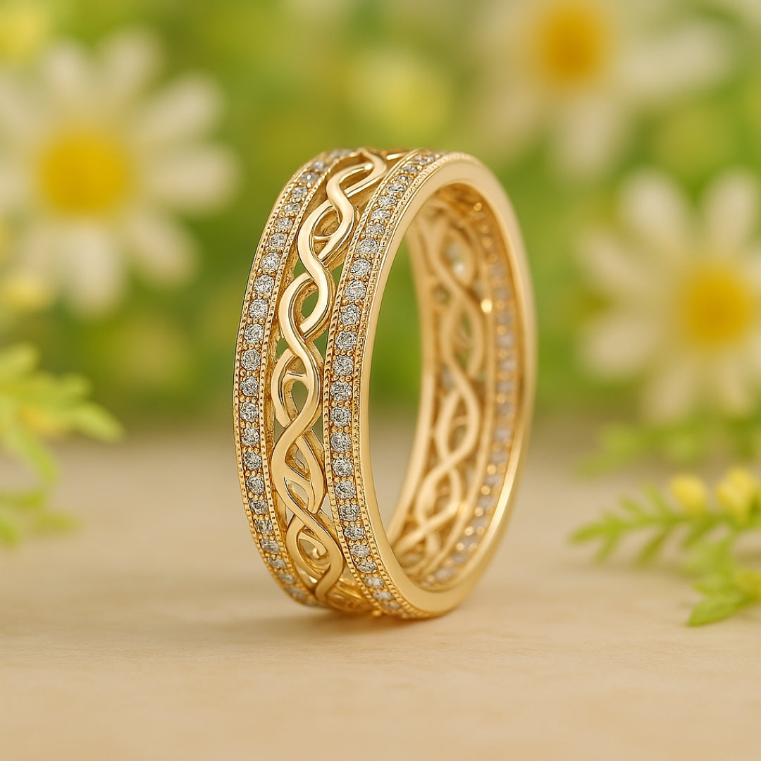 Shiny openwork gold ring